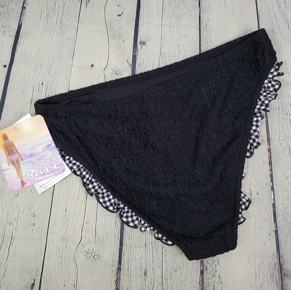 COCO RAVE | ruffle gingham textured bikini bottoms - Picture 2 of 7